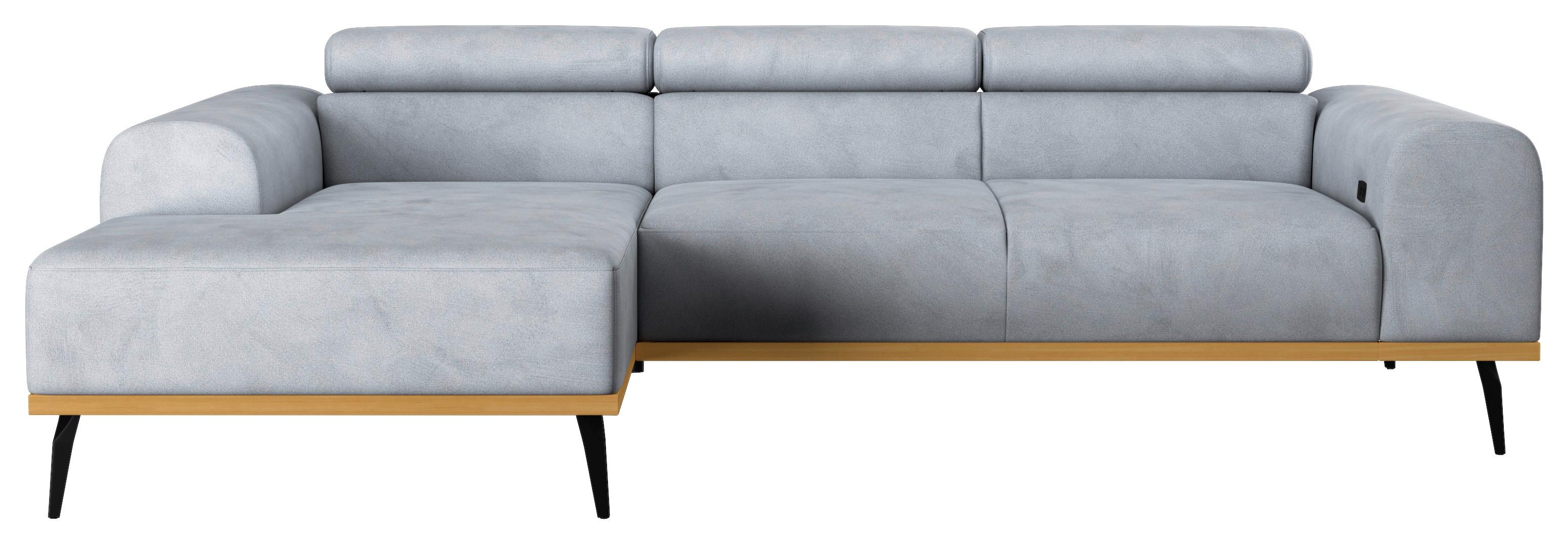 Ecksofa Hellgrau Mit Sitzvorzug S: 157x244 Cm - Hellgrau/Schwarz, KONVENTIONELL, Textil (157/244cm) - Cotta