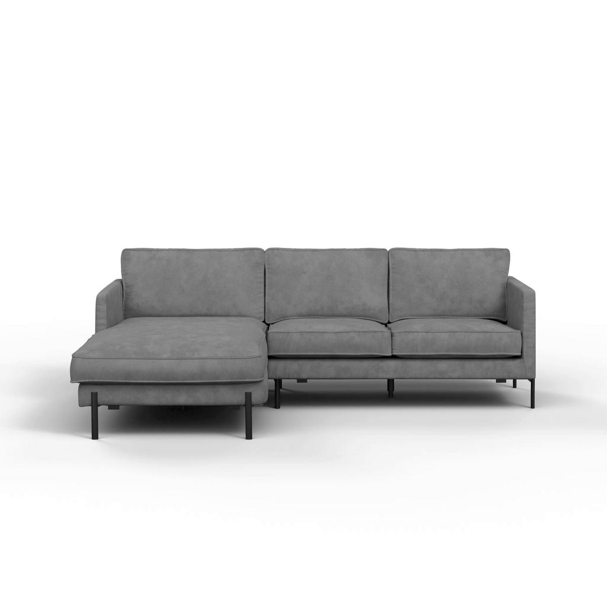 Ecksofa Yukon Dunkelgrau S: 154x232 Cm - Dunkelgrau/Schwarz, Trend, Textil (154/232cm) - Livetastic