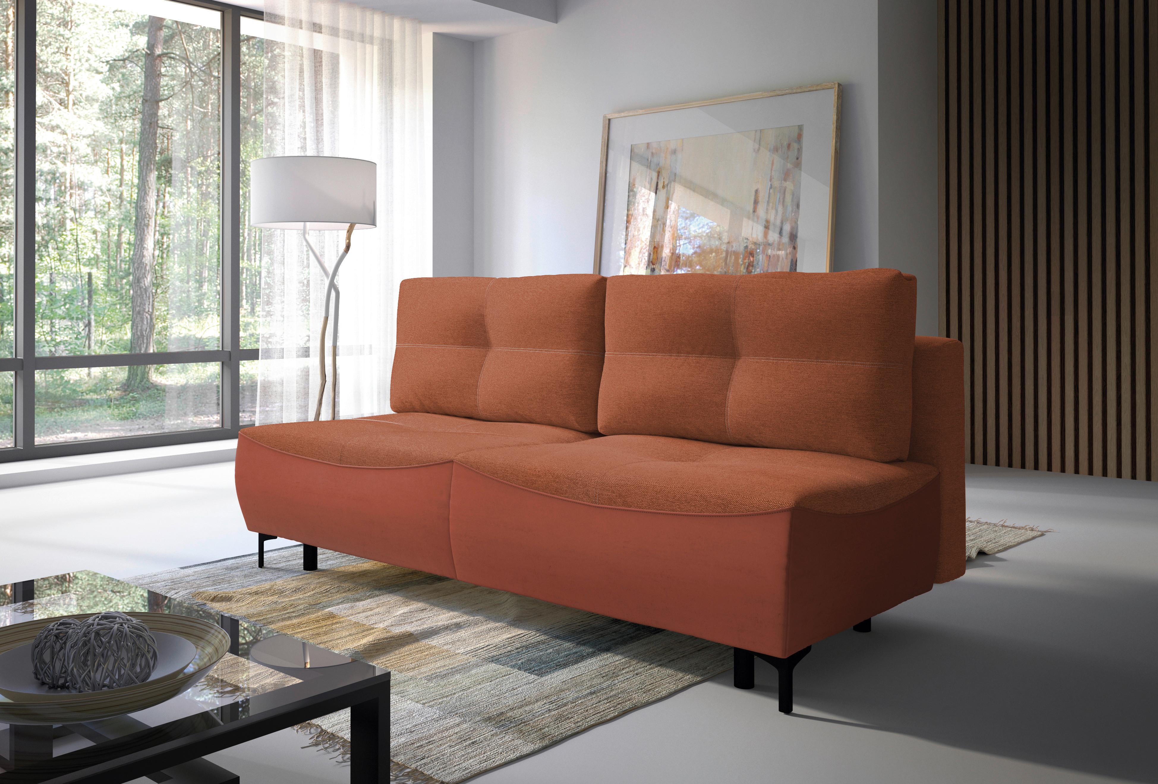 2-sitzer-sofa Mit Schlaffunktion Wendy B: 197 Cm - Rostfarben/Schwarz, Design, Textil (197/94/96cm) - MID.YOU