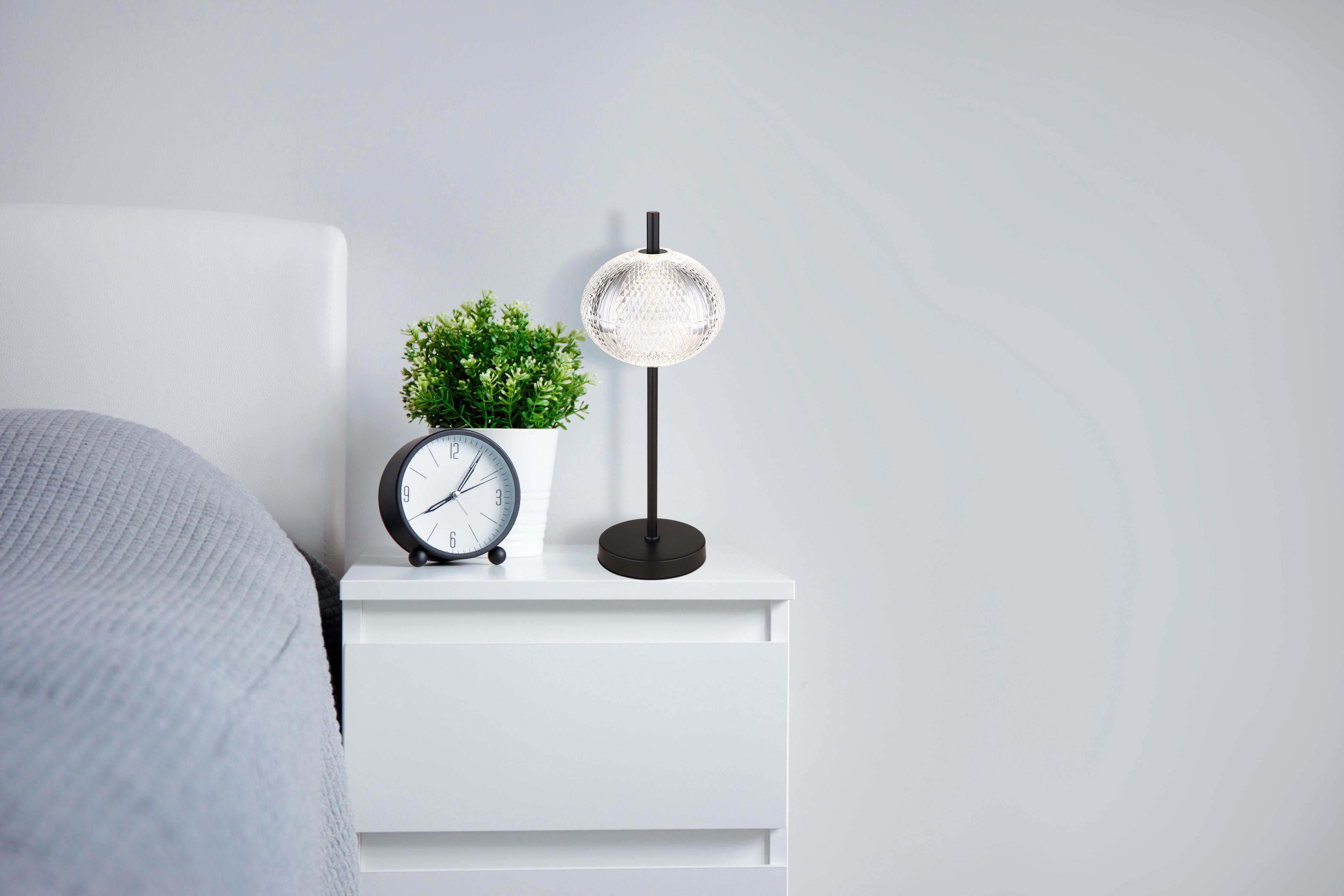 LED-Tischleuchte 16042t - Klar/Schwarz, KONVENTIONELL, Kunststoff/Metall (15/40cm) - Globo