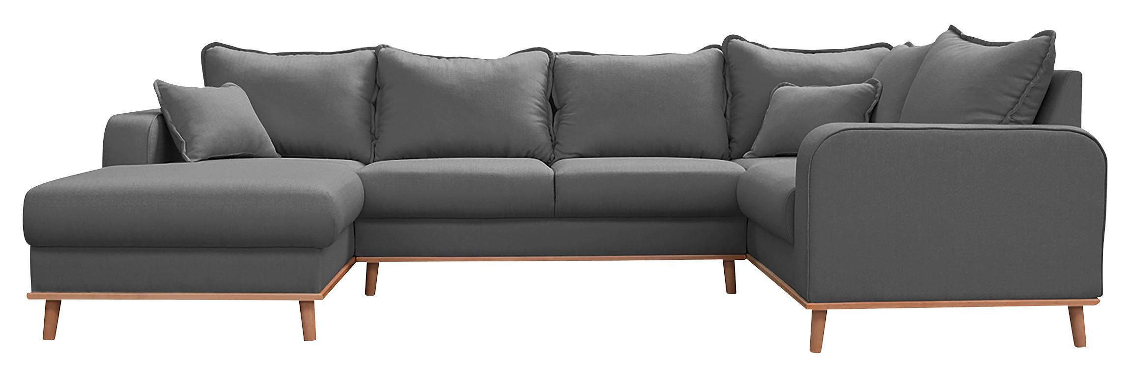 Wohnlandschaft Beata Grau U: 170x296x167 cm - Wengefarben/Grau, Design, Textil (170/296/167cm) - Livetastic