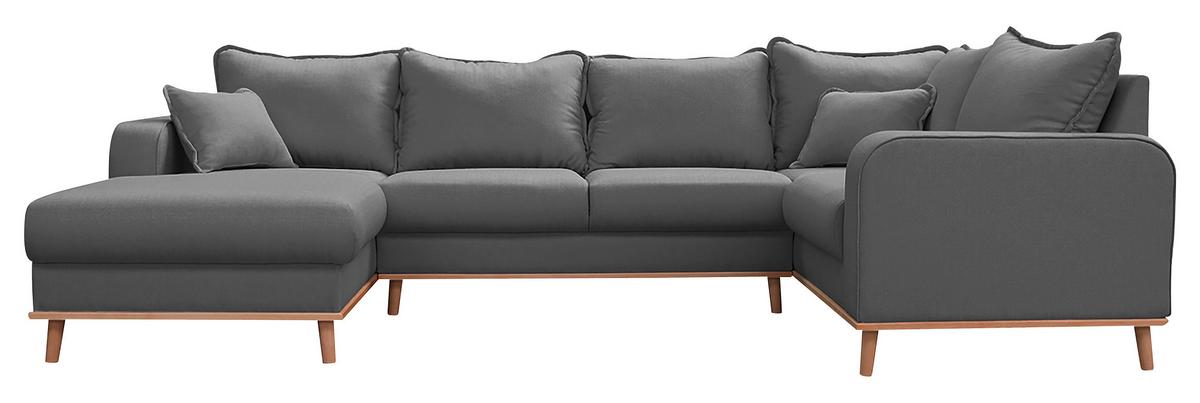 Wohnlandschaft Beata Grau U: 170x296x167 cm - Wengefarben/Grau, Design, Textil (170/296/167cm) - Livetastic