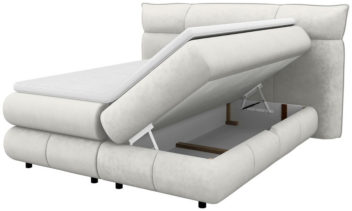 Boxspringbett Carmelo Creme 180x200 cm - Creme/Schwarz, Trend, Textil (180/200cm)