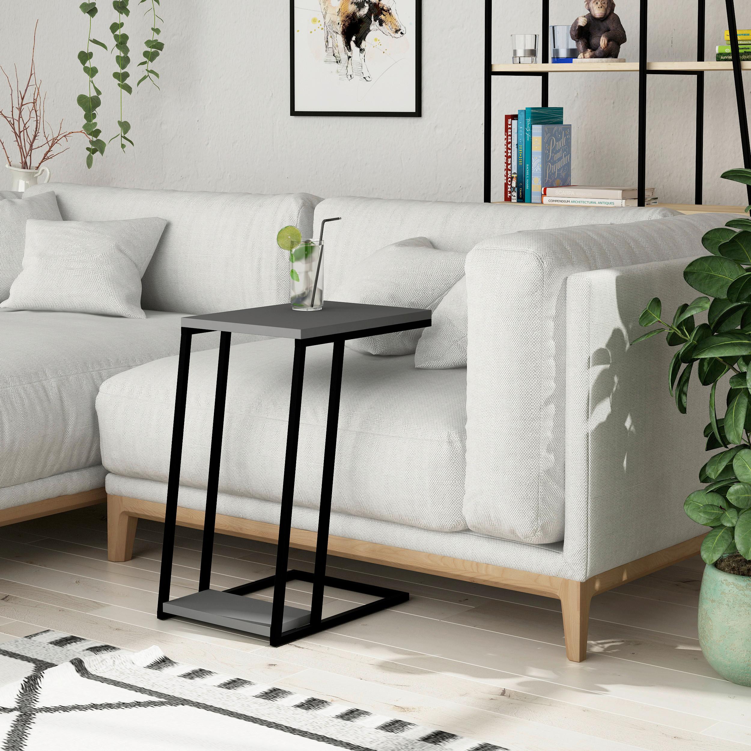 Beistelltisch Pal C Anthrazit/schwarz B: 40 Cm - Anthrazit/Schwarz, Design, Holzwerkstoff/Metall (30/40/57cm) - Livetastic