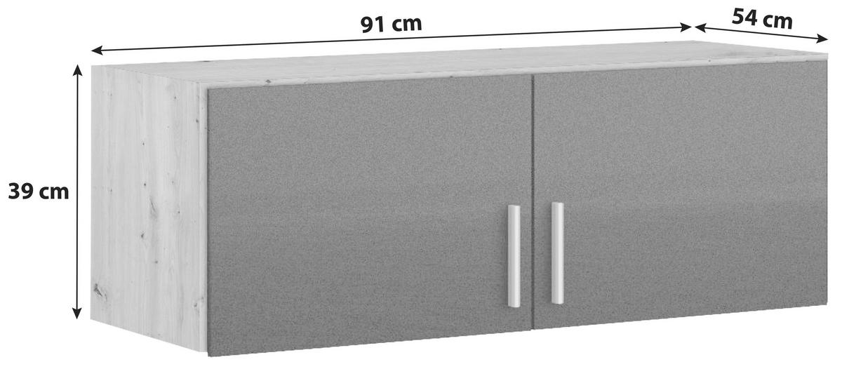 Felsőszekrény Celle Extra - Artisan tölgy/sötétszürke, Design, faalapú anyag (91/39/54cm)