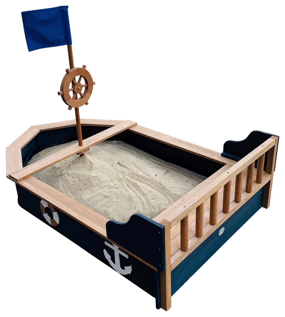 Sandkasten A031.045.00 - Anthrazit/Braun, KONVENTIONELL, Holz (153/100/90cm) - Ambia Garden
