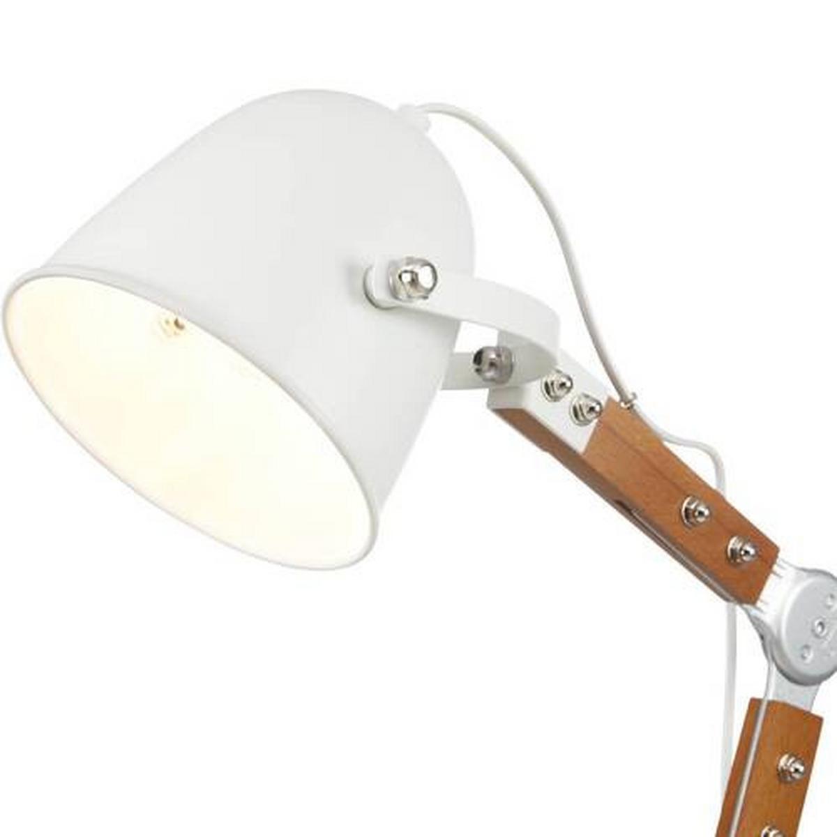 Stolní lampa GEORGE max. 40 Watt - bílá, Moderní, kov/dřevo - Bessagi Home