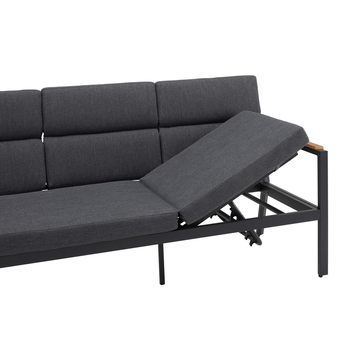 Zahradní sedací souprava ELEONORA - tmavě šedá/přírodní barvy, Moderní, kov/textil (263/84/77cm) - Bessagi Garden