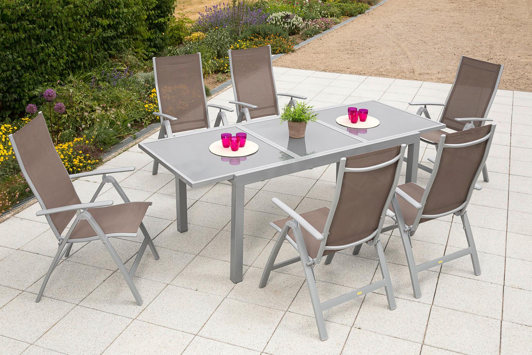 Gartenset Carrara - Taupe/Silberfarben, MODERN, Textil/Metall - Gardenson