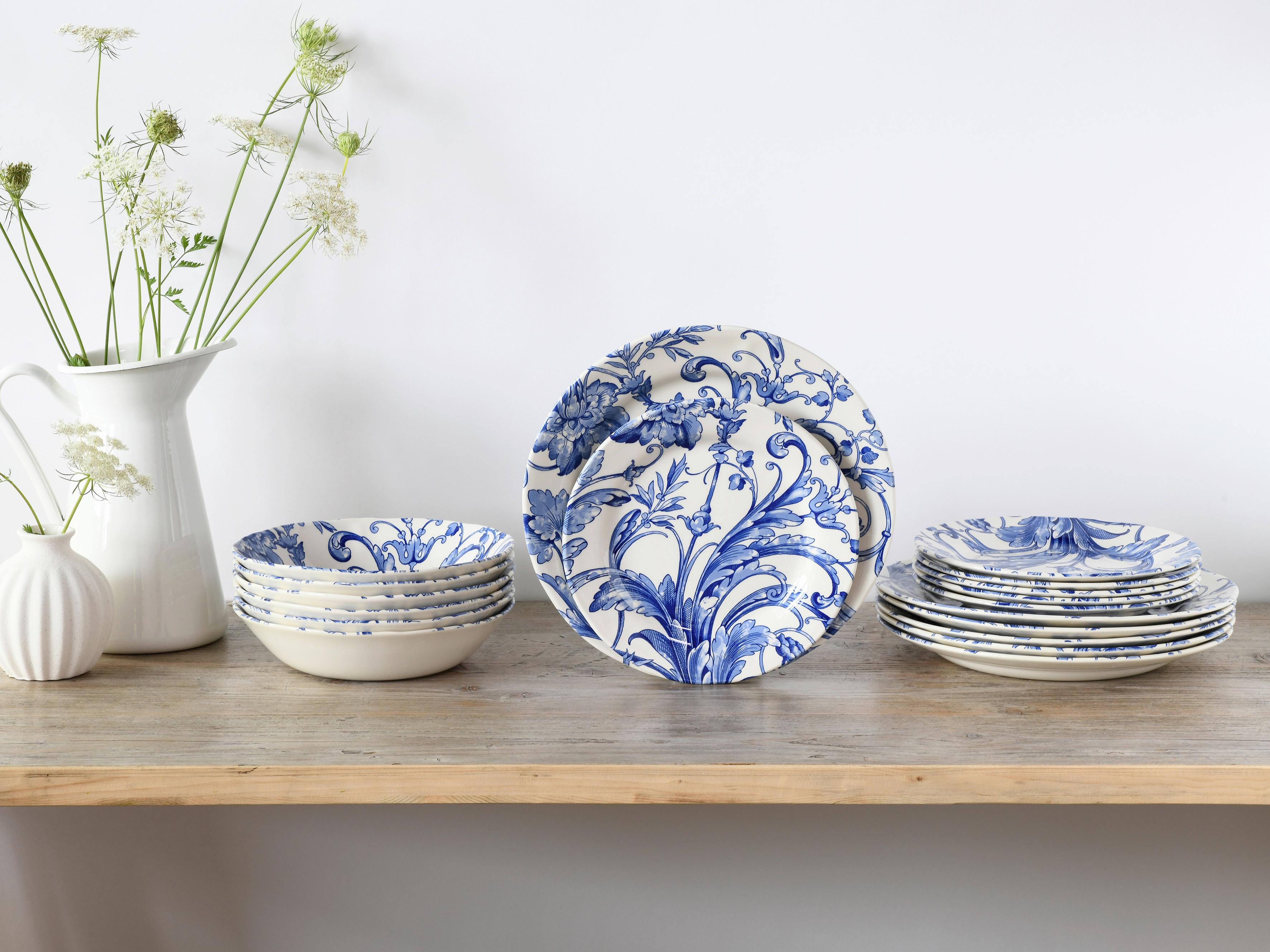Tafelservice Venecia Blau Blau, Weiß L: 31 Cm - Blau/Weiß, Basics, Keramik (31/30/32cm) - Creatable