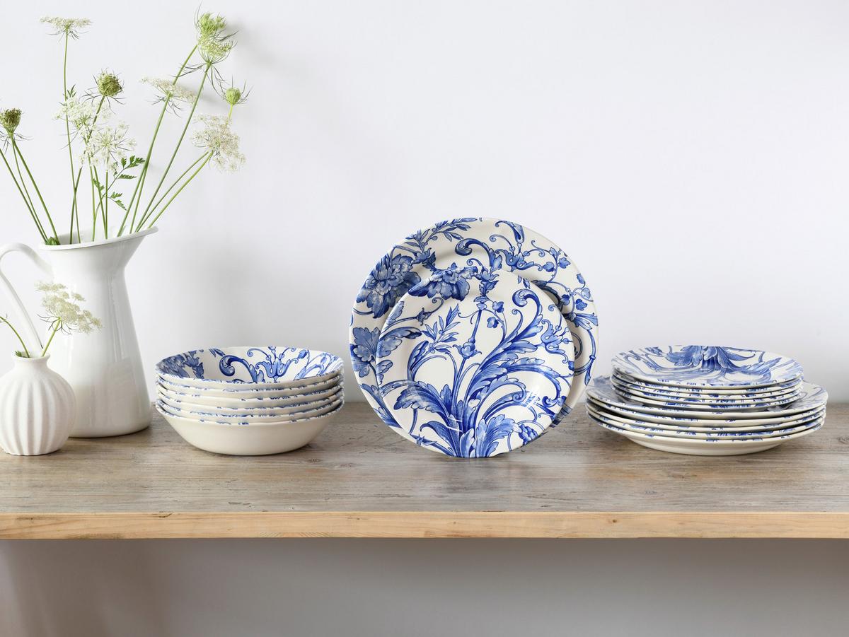 Tafelservice Venecia Blau Blau, Weiß L: 31 Cm - Blau/Weiß, Basics, Keramik (31/30/32cm) - Creatable
