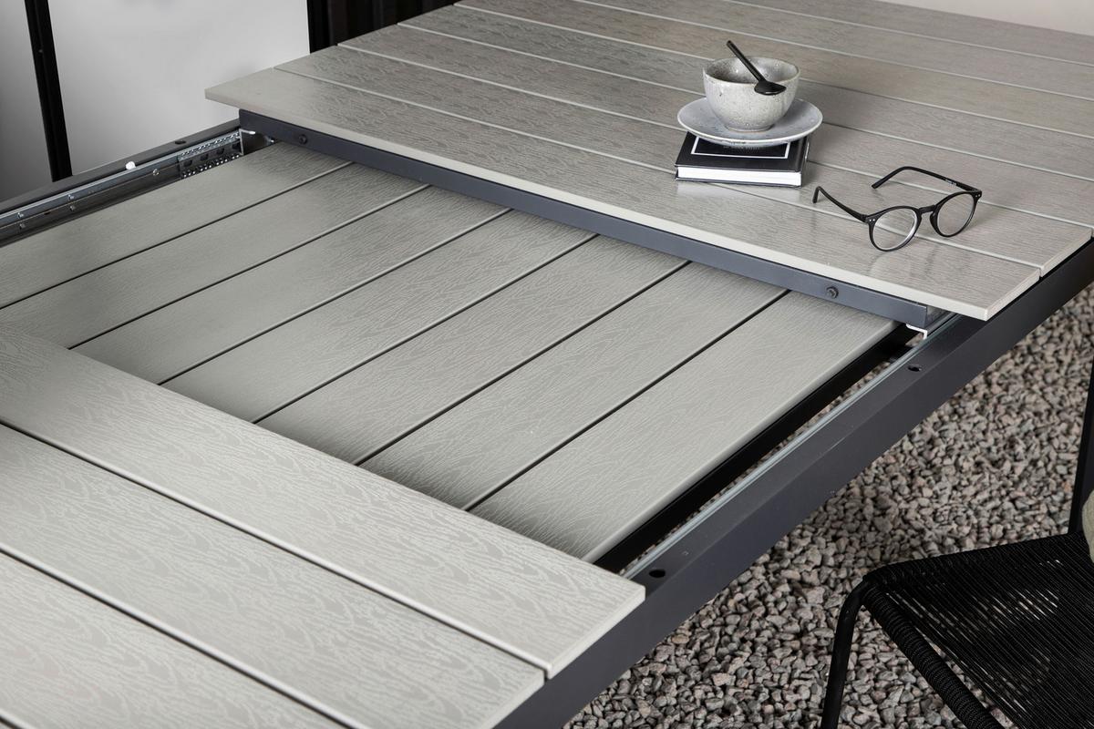 Gartentisch Levels Aluminium L 160 cm - Schwarz/Grau, KONVENTIONELL, Metall (160/100/75cm) - Gardenson
