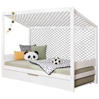 Bodenbett mit Bettkasten 90x200 cm Weiß - Weiß, MODERN, Holz/Textil (90/200cm) - MID.YOU