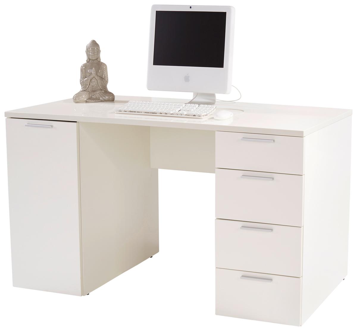 Schreibtisch + Stauraum B: 145 Cm H: 75 Cm Larry Ii New Weiß - Weiß, MODERN, Holzwerkstoff (145/75/60cm)