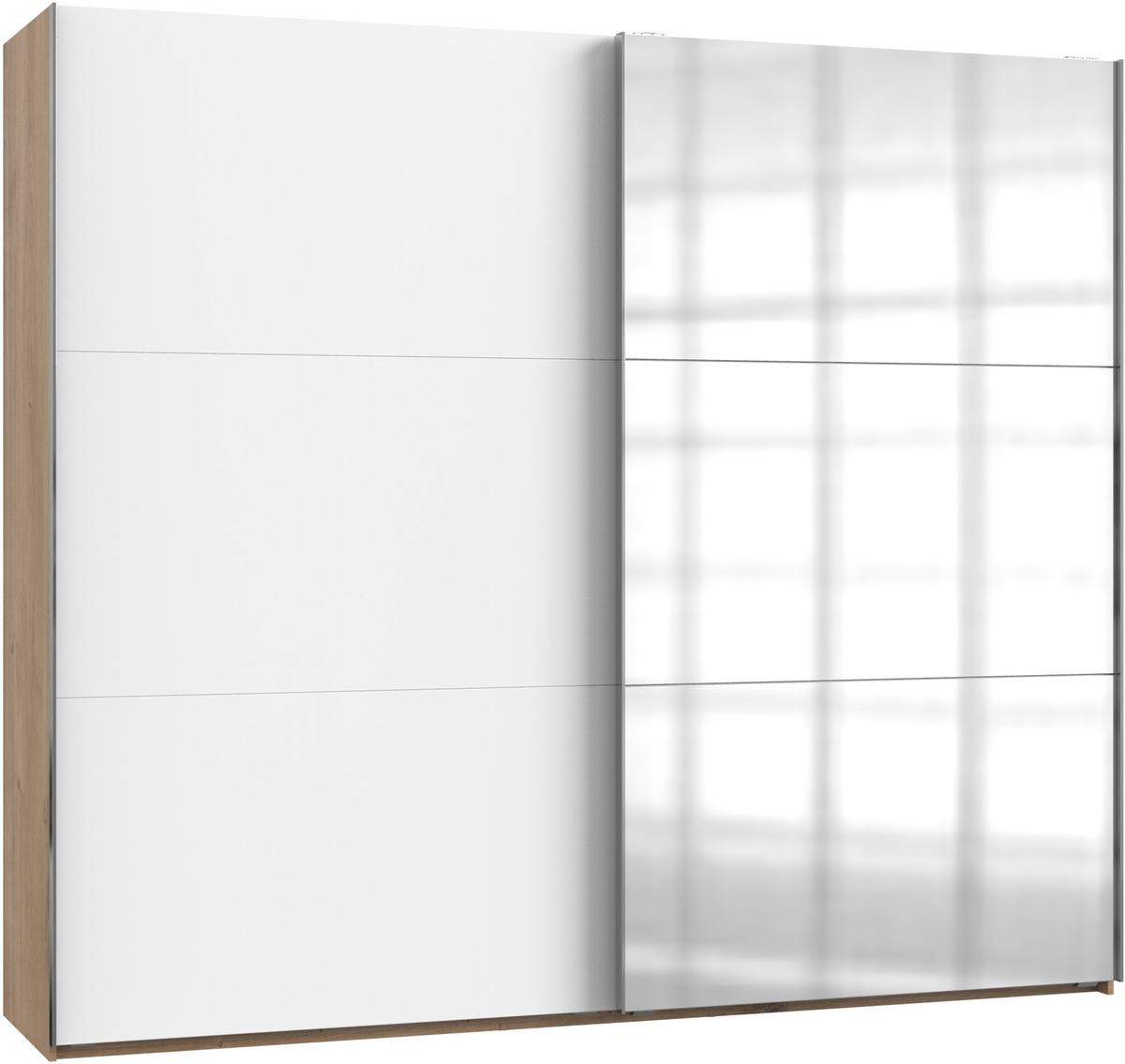 Schwebetürenschrank B: 250 Cm Level, Weiß/eiche Dekor - Eichefarben/Weiß, MODERN, Holzwerkstoff (250/216/65cm) - MID.YOU