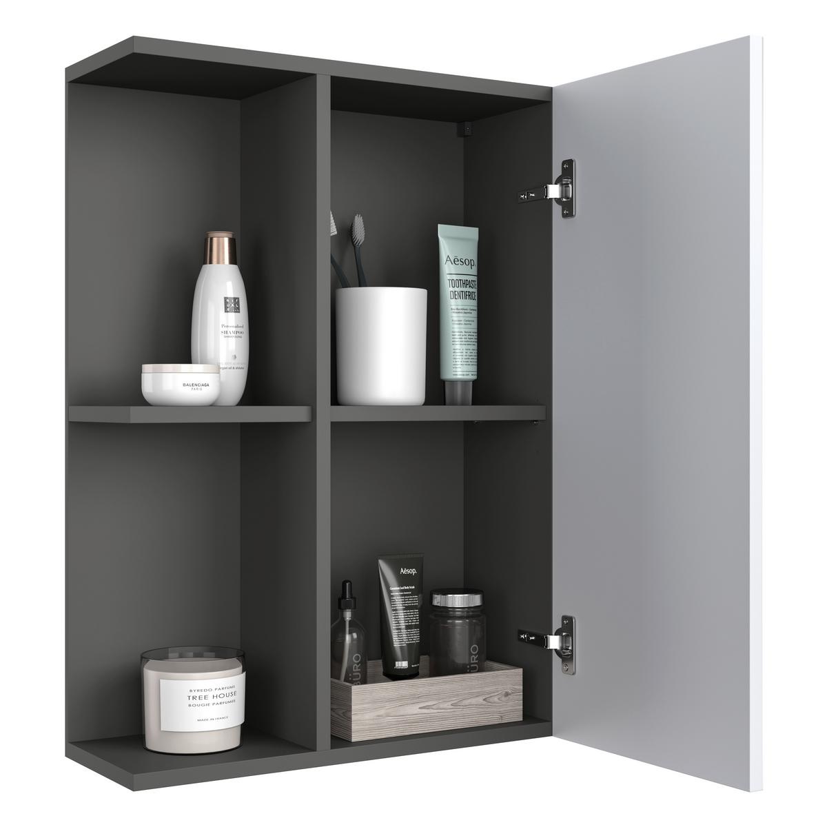 Spiegelschrank Pearl New Snol 119 BHT: 70x71x23 cm - Anthrazit/Weiß, KONVENTIONELL, Glas/Holzwerkstoff (70/71/23cm)