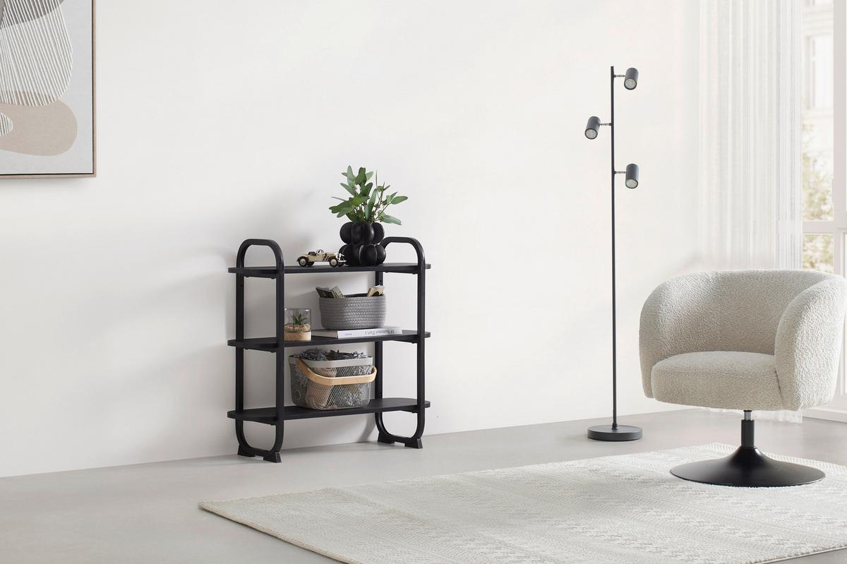 REGÁL BEND -EXKLUSIV- - čierna, Modern, kov/kompozitné drevo (76/72/27cm) - Mömax