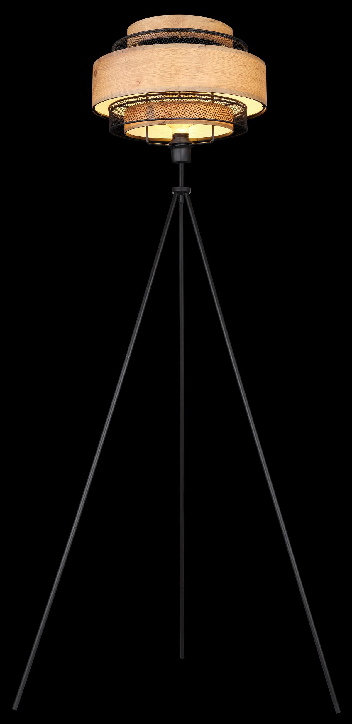 Stehleuchte 15650s - Schwarz/Braun, Design, Holzwerkstoff/Metall (60/150cm) - Globo