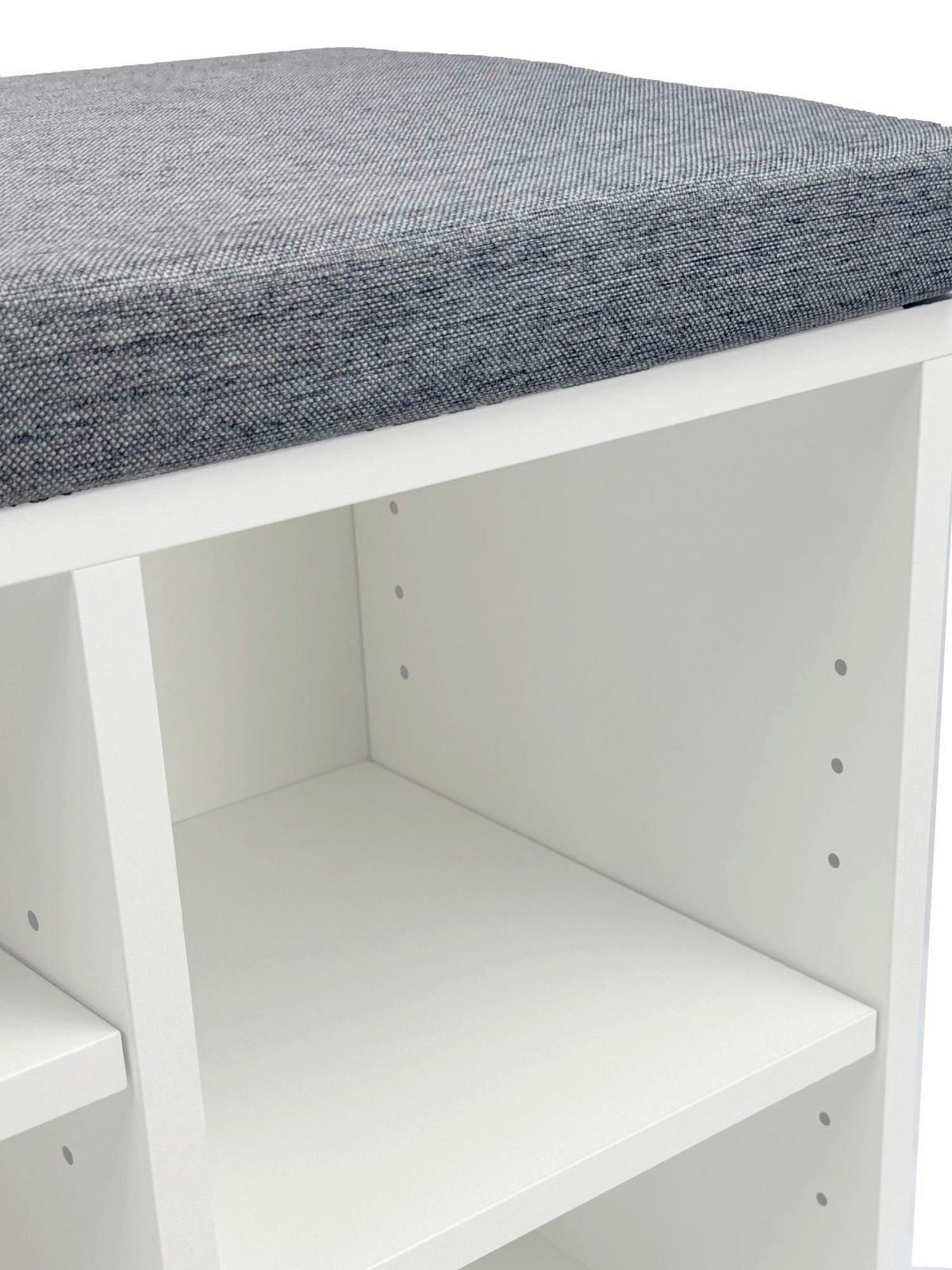 SCHUHBANK Weiß B: 100cm - Weiß/Grau, Design, Holzwerkstoff/Textil (100/45/30cm) - Livetastic