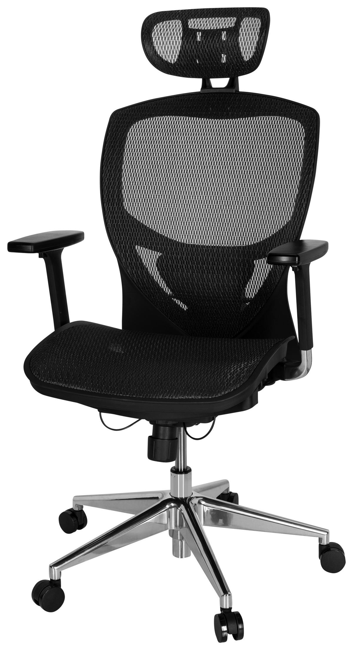 Bürostuhl Venus One Schwarz Bis 120 Kg - Silberfarben/Schwarz, Basics, Kunststoff/Textil (61/148/48cm) - MID.YOU