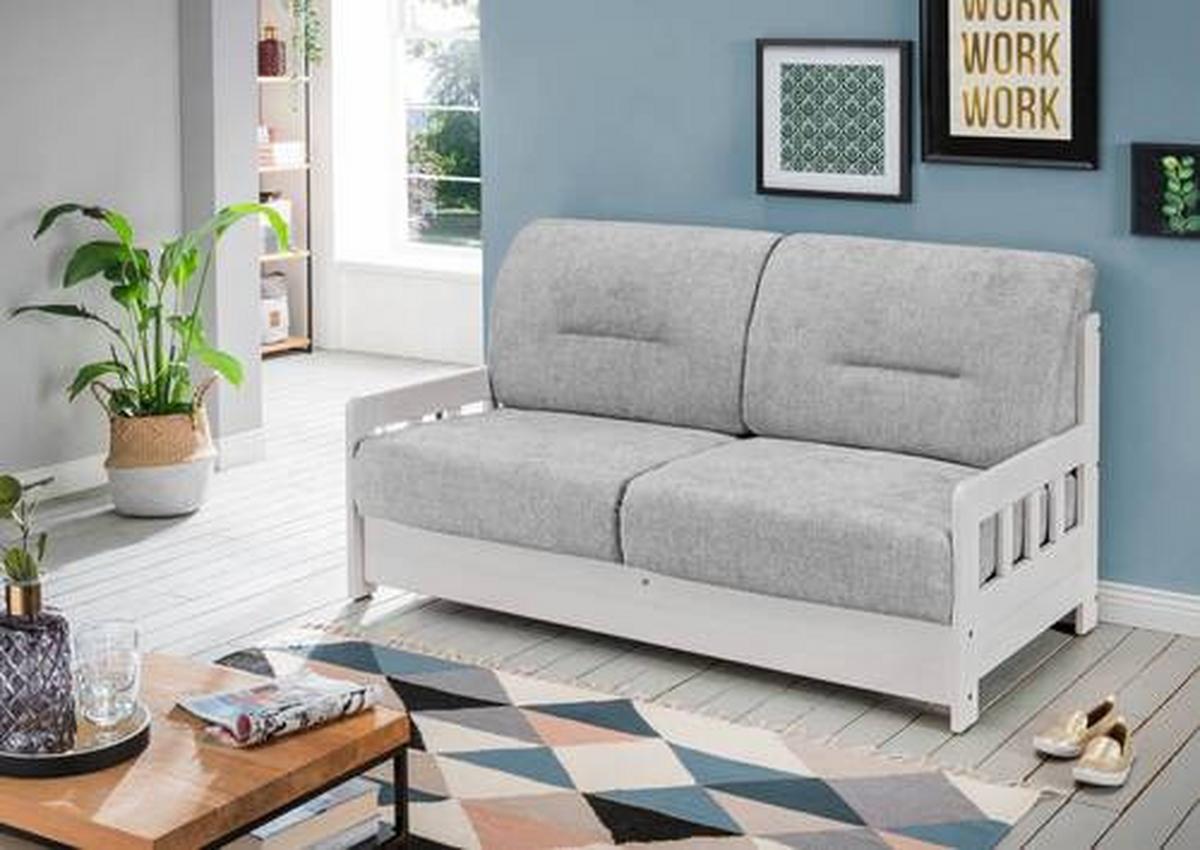 Schlafsofa Camino Weiß/Grau B: 154 cm - Weiß/Grau, LIFESTYLE, Holz/Textil (154/88/90cm) - Livetastic