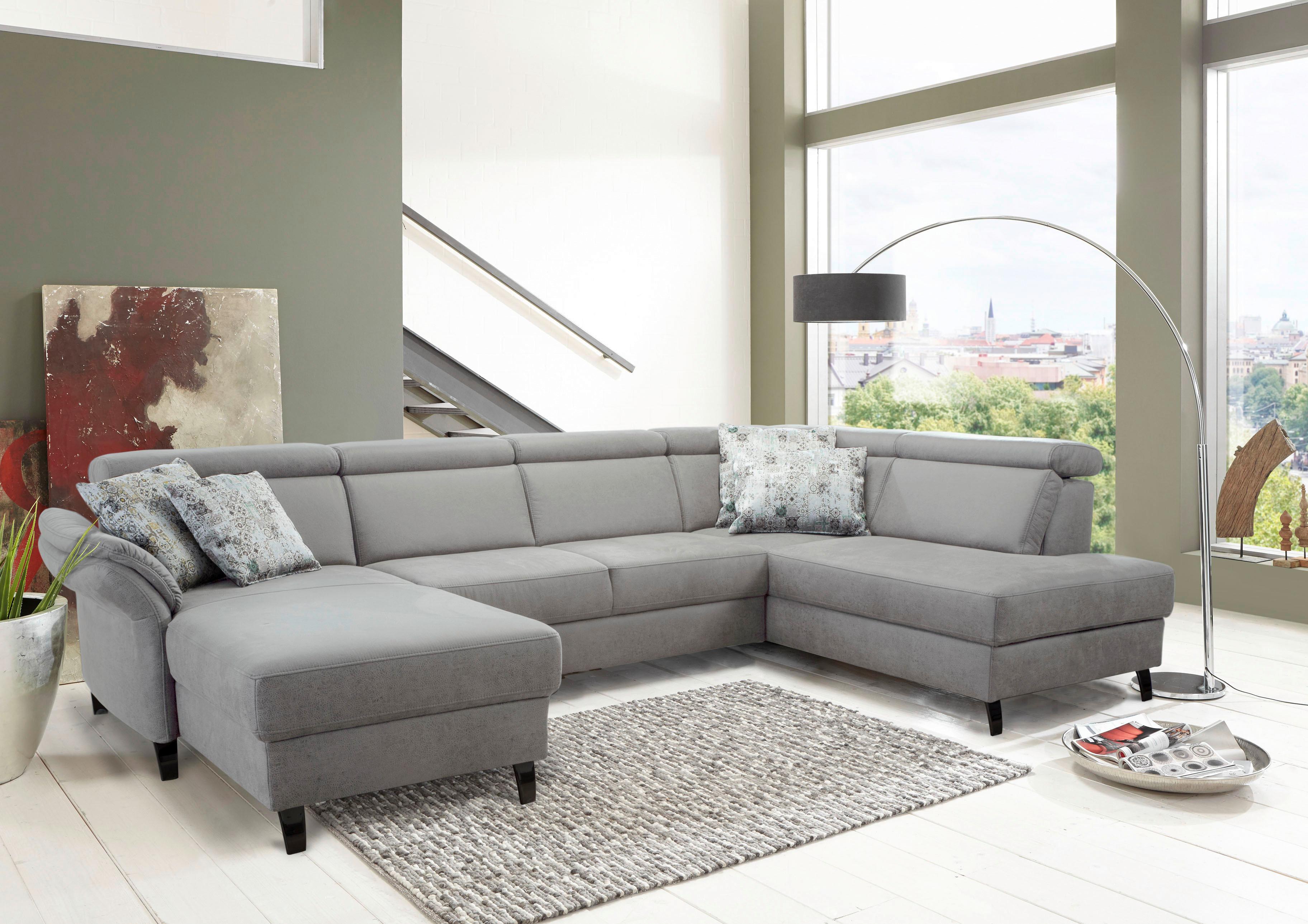Wohnlandschaft Arngast rechts hellgrau, 165x317x193 cm - Hellgrau/Schwarz, KONVENTIONELL, Textil (165/317/193cm) - Sit & More