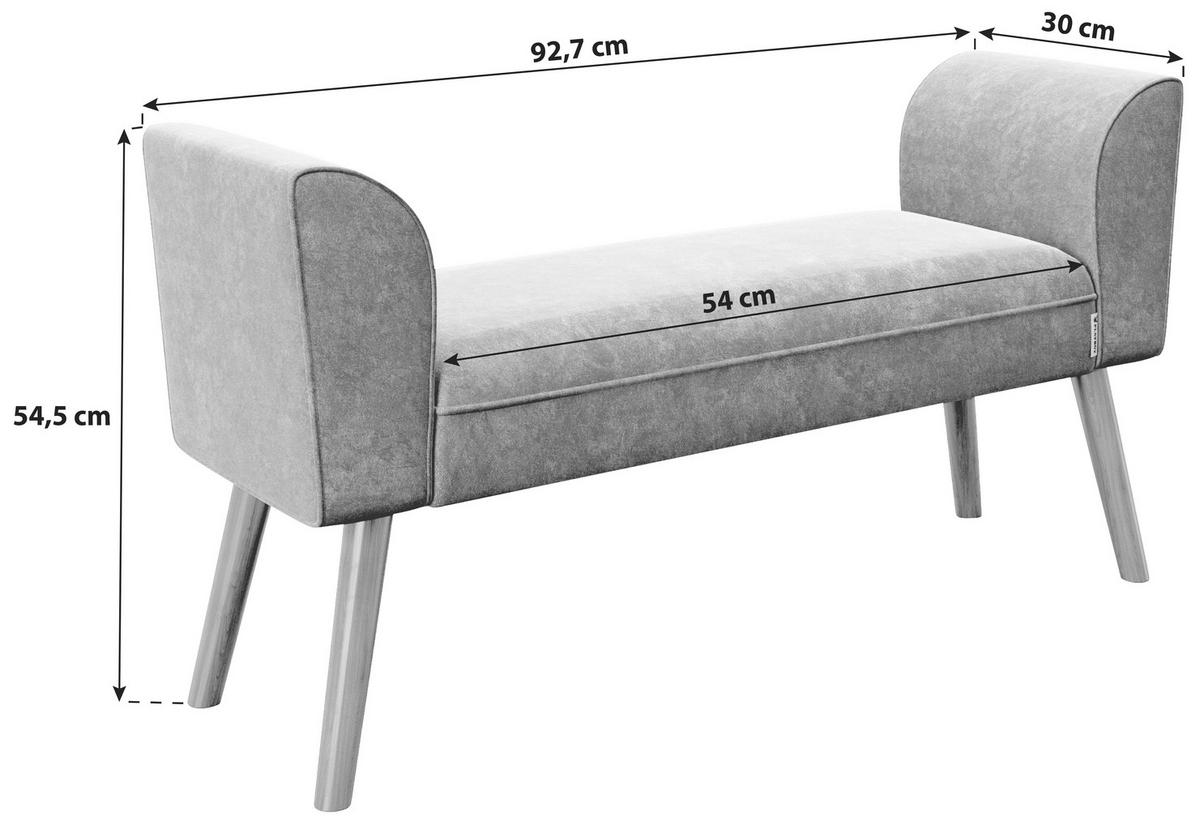 Hockerbank Tiffany Samt Rosa H: 54,5 cm Füße Echtholz - Walnussfarben/Rosa, MODERN, Textil (92,7/54,5/30cm) - Playboy