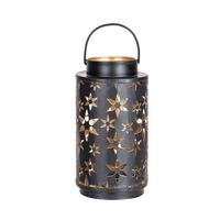 Laterne Merve - Goldfarben/Schwarz, KONVENTIONELL, Metall (9/16cm) - Luca Bessoni