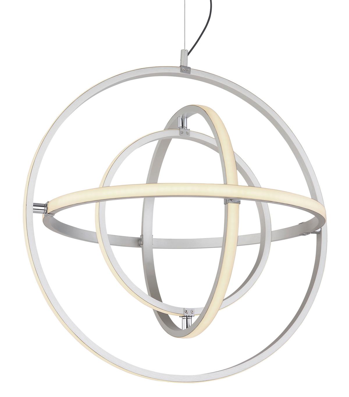 Led-hängeleuchte Kurus H: 150 Cm 1-Flammig, Dimmbar - Opal/Nickelfarben, Basics, Kunststoff/Metall (58/150cm) - Globo