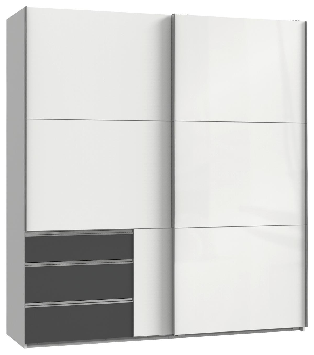 Skřiň s posouvacími dveřmi LEVEL 200 - barvy grafitu/barvy chromu, Moderní, kov/kompozitní dřevo (200/216/65cm) - MID.YOU