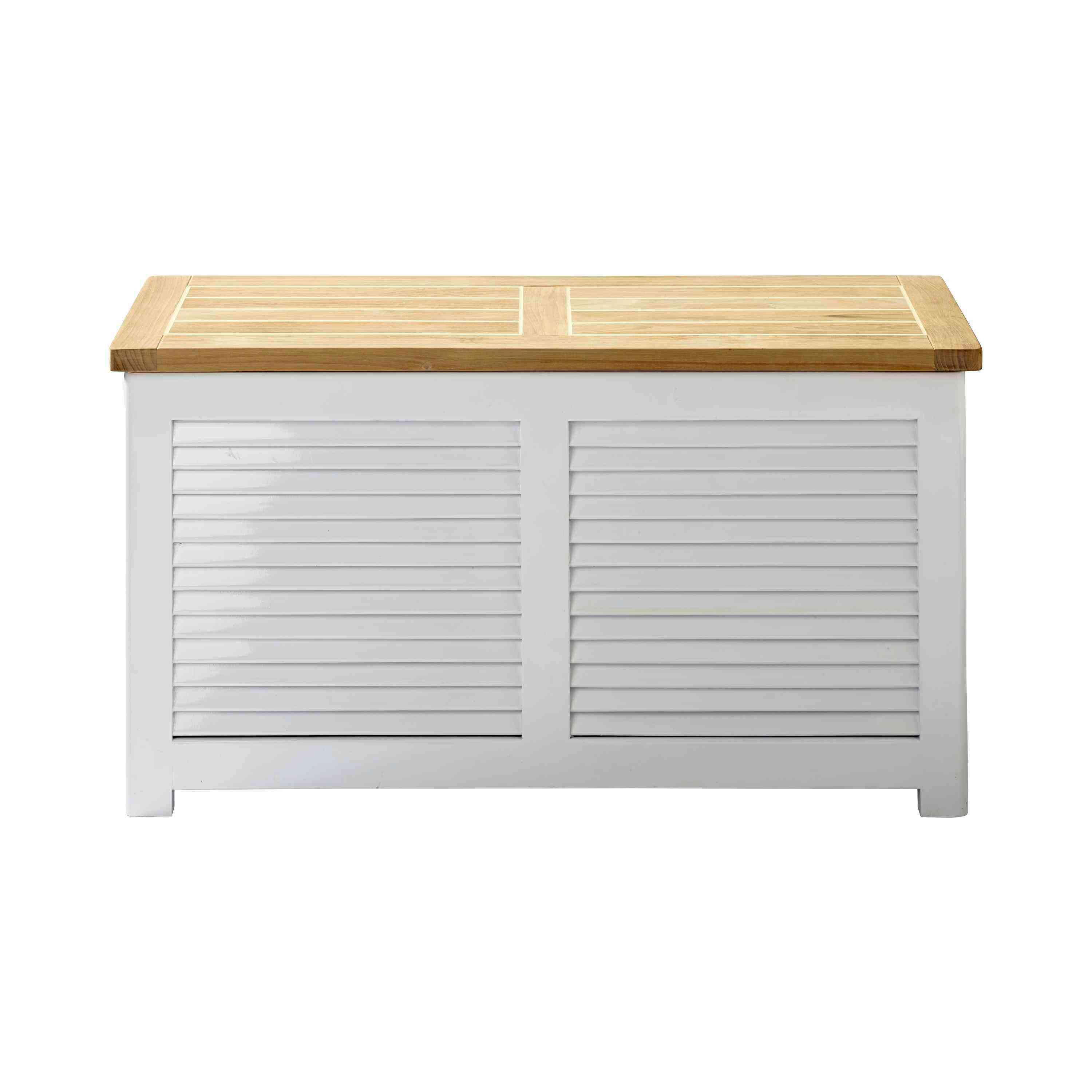 TRUHE CLASSIC 5056012 - Weiß/Teakfarben, ROMANTIK / LANDHAUS, Holz (90/48/30cm) - MID.YOU