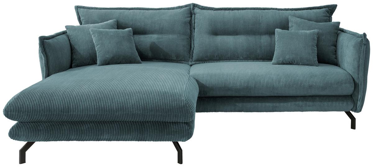 Ecksofa Lava Petrol S: 180/255 cm - Petrol/Schwarz, MODERN, Textil (180/255cm) - Livetastic