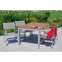 Gartengarnitur 5-Tlg. Naxos Alu/Holz/Textil - Silberfarben/Grau, ROMANTIK / LANDHAUS, Holz/Textil - Gardenson