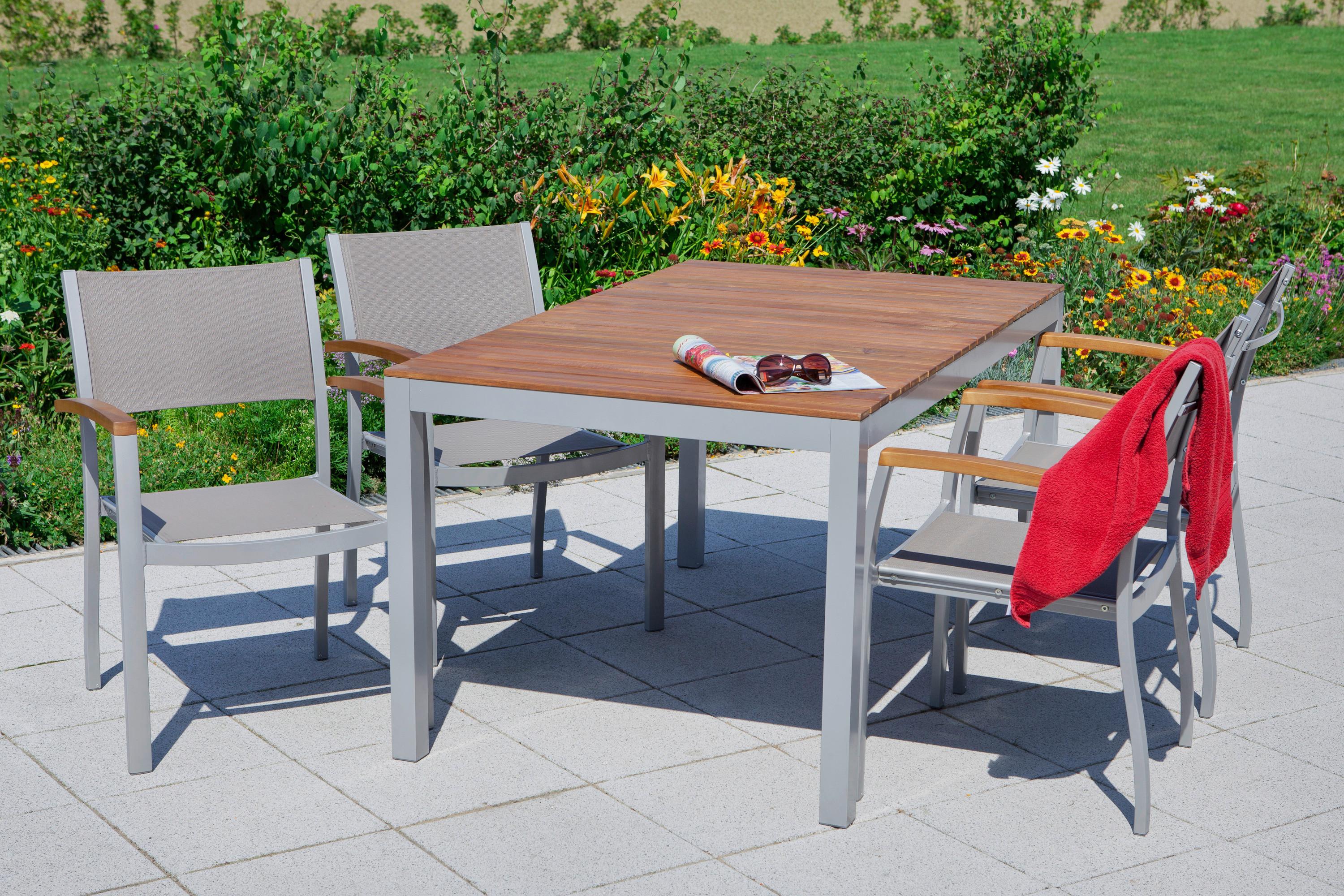 Gartengarnitur 5-Tlg. Naxos Alu/Holz/Textil