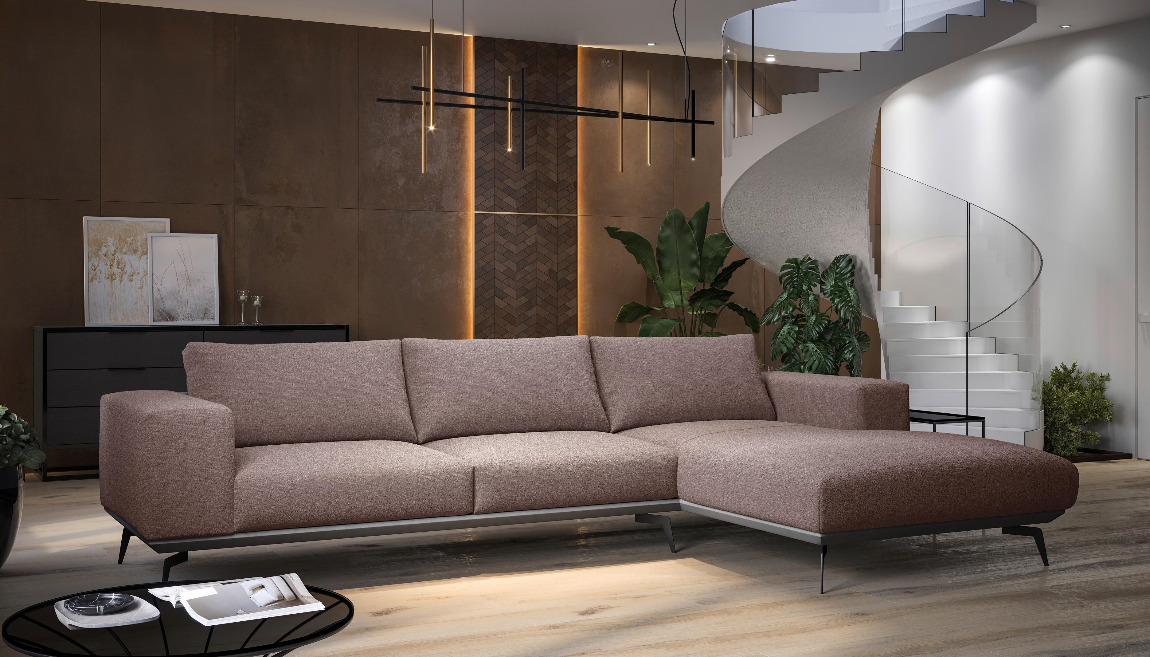 Ecksofa Albero - Bordeaux/Schwarz, Design, Holz/Textil (330/180cm) - MID.YOU