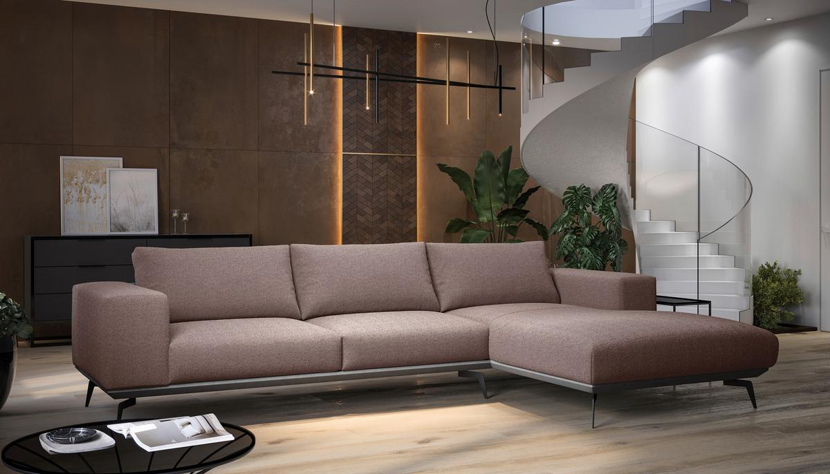 Sedací souprava ALBERO, pravá, bordová - bordeaux/černá, Design, kov/dřevo (330/180cm) - MID.YOU