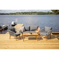Loungegarnitur 4-Tlg Chania Holz/Metall/Textil mit Kissen - Grau/Akaziefarben, KONVENTIONELL, Holz/Textil (164/75null) - Gardenson