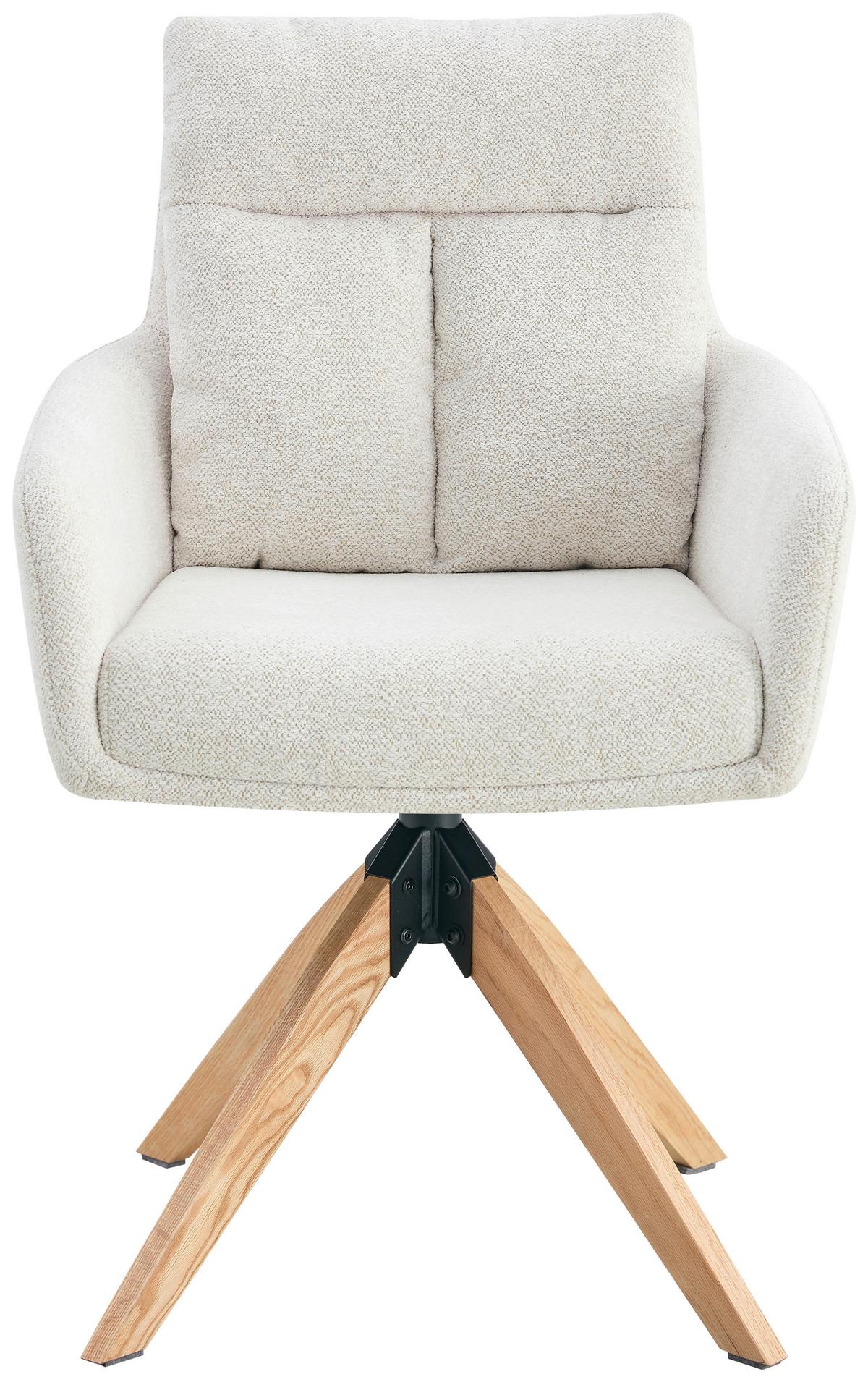 Armlehnstuhl Malik Webstoff Creme, B: 59 Cm - Creme/Naturfarben, KONVENTIONELL, Holz/Textil (59/92/63cm) - Livetastic
