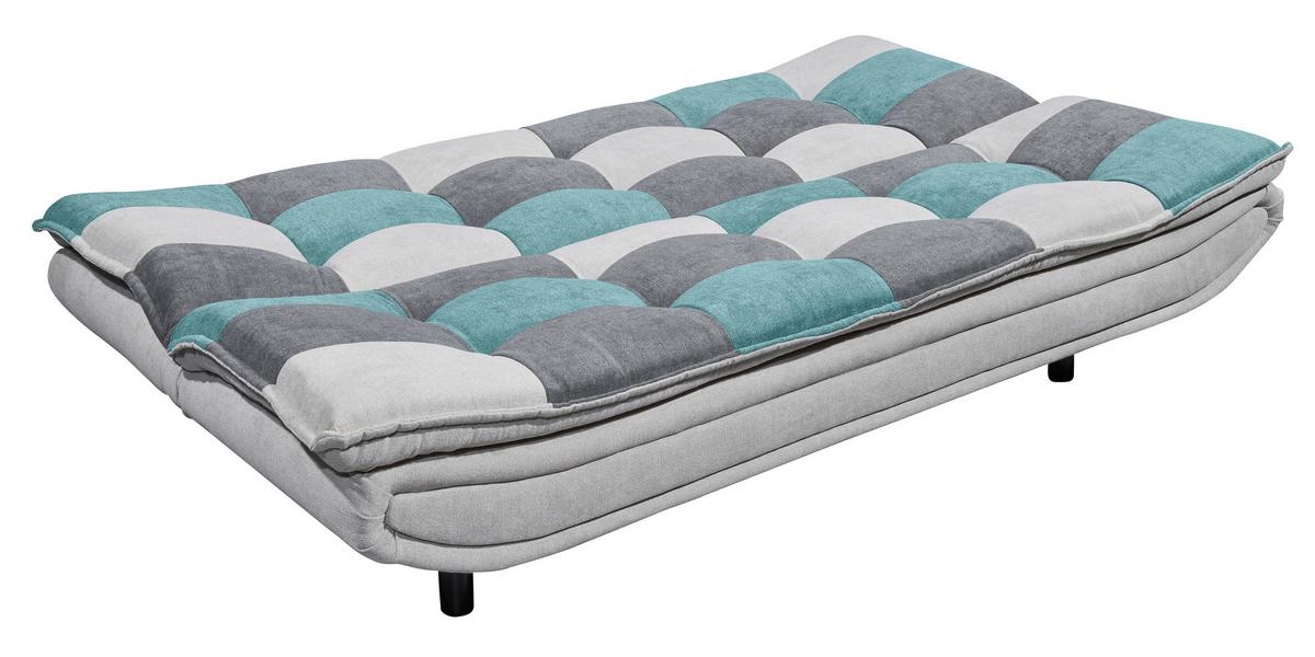 Schlafsofa Mit Bettkasten Patch, Mischgewebe - Türkis/Dunkelgrau, Basics, Holzwerkstoff/Textil (188/90/89cm) - MID.YOU