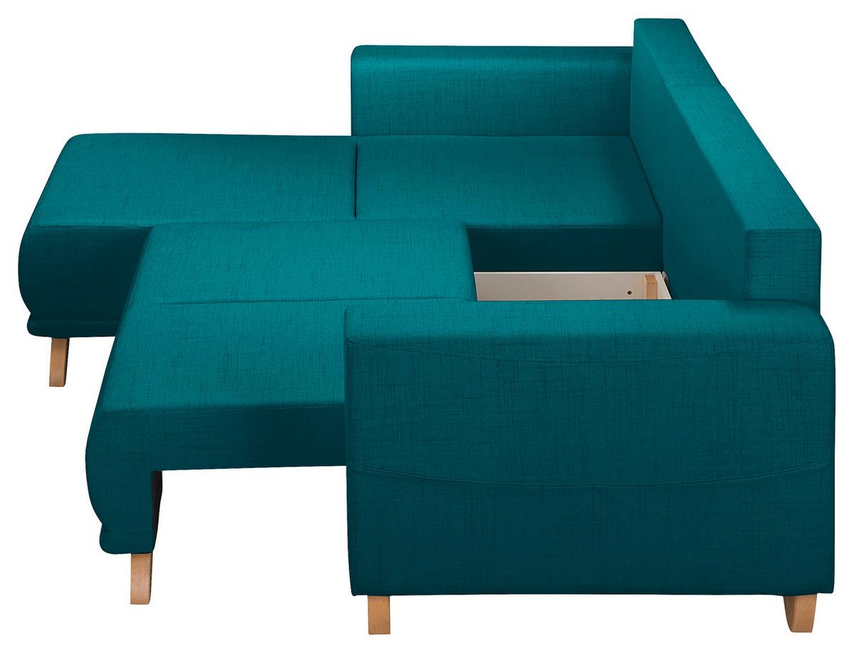 Ecksofa Bella Petrol S: 257x174 cm - Wengefarben/Petrol, Design, Textil (257/174cm) - Livetastic