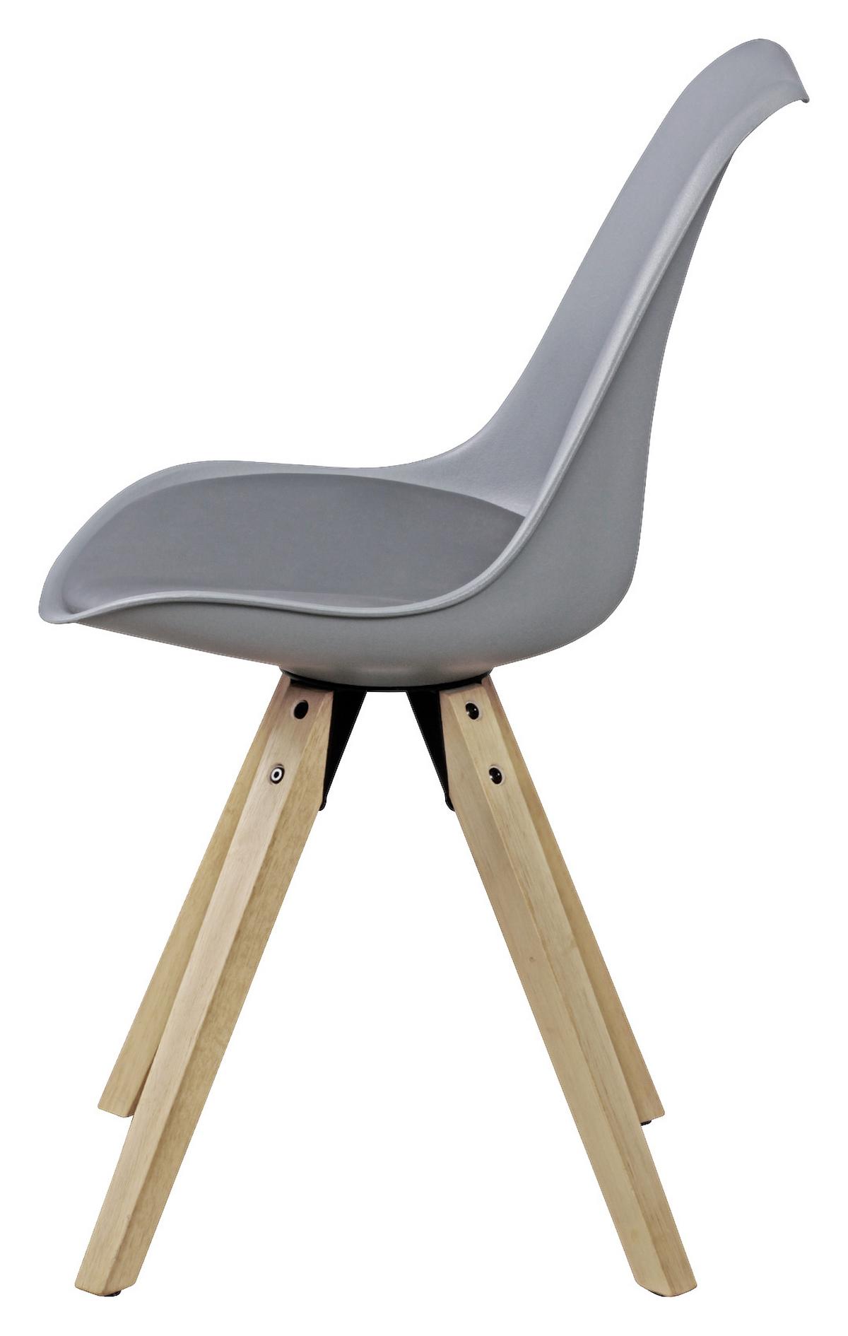 Schalenstuhl Lima Grau Beine Echtholz 2er-Set - Eichefarben/Grau, Design, Holz/Kunststoff (48/89/48cm) - MID.YOU