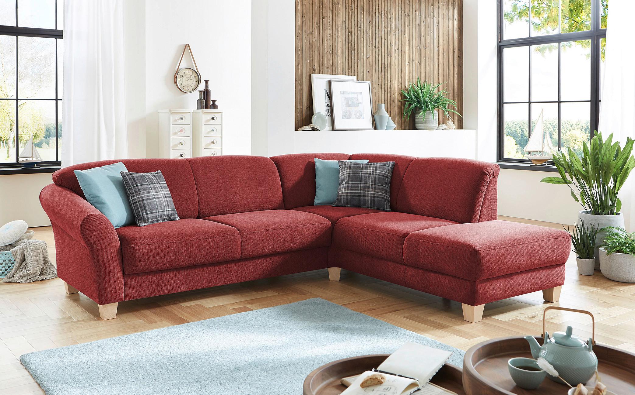 Ecksofa Gotland rot, 257x212 cm - Rot/Naturfarben, KONVENTIONELL, Textil (257/212cm) - Sit & More