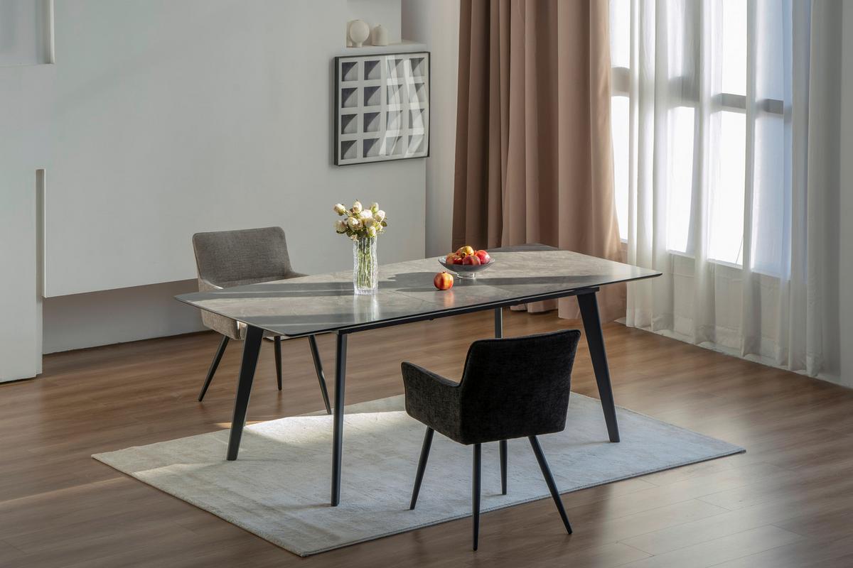 Esstisch Alvaro - Schwarz/Grau, LIFESTYLE, Holzwerkstoff/Metall (180/220/75/100cm) - MID.YOU