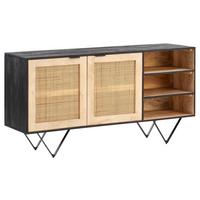 Sideboard Schwarz/Braun, B: 145 cm - Hellbraun/Schwarz, LIFESTYLE, Holz (145/75/40cm) - MID.YOU