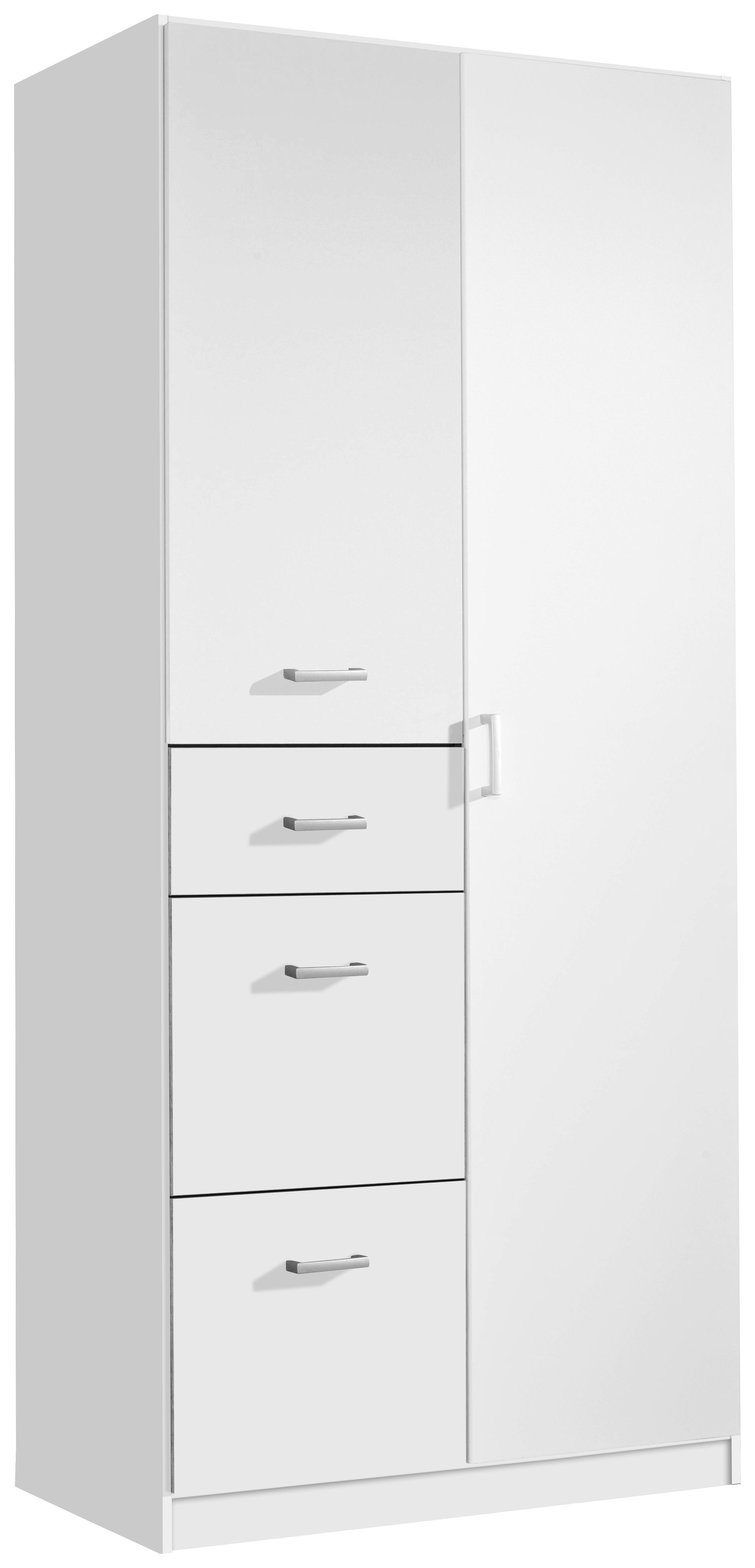 Kombischrank Point B:91cm Alpinweiß Dekor - Weiß, MODERN, Holzwerkstoff (91/197/54cm)