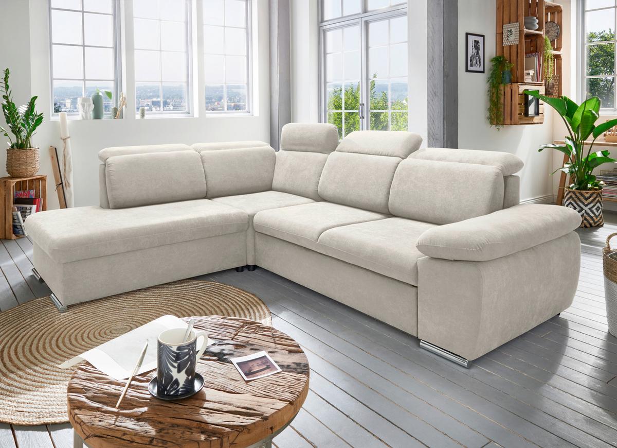 Ecksofa Vasto Creme S: 228x283 cm - Chromfarben/Creme, Design, Textil (228/283cm) - Livetastic