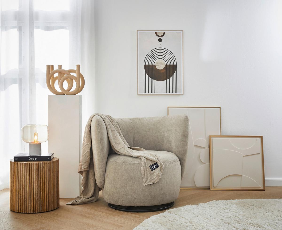 Sessel Boli Sandfarben B: 92 Cm - Sandfarben/Schwarz, Design, Textil (92/80/84cm) - Livetastic