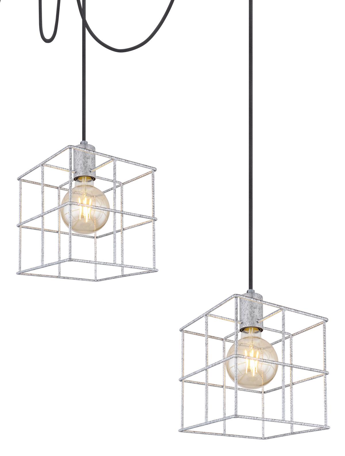 Hängeleuchte H: 300 Cm 3-Flammig - Zinkfarben, Design, Metall (20/300cm) - Globo