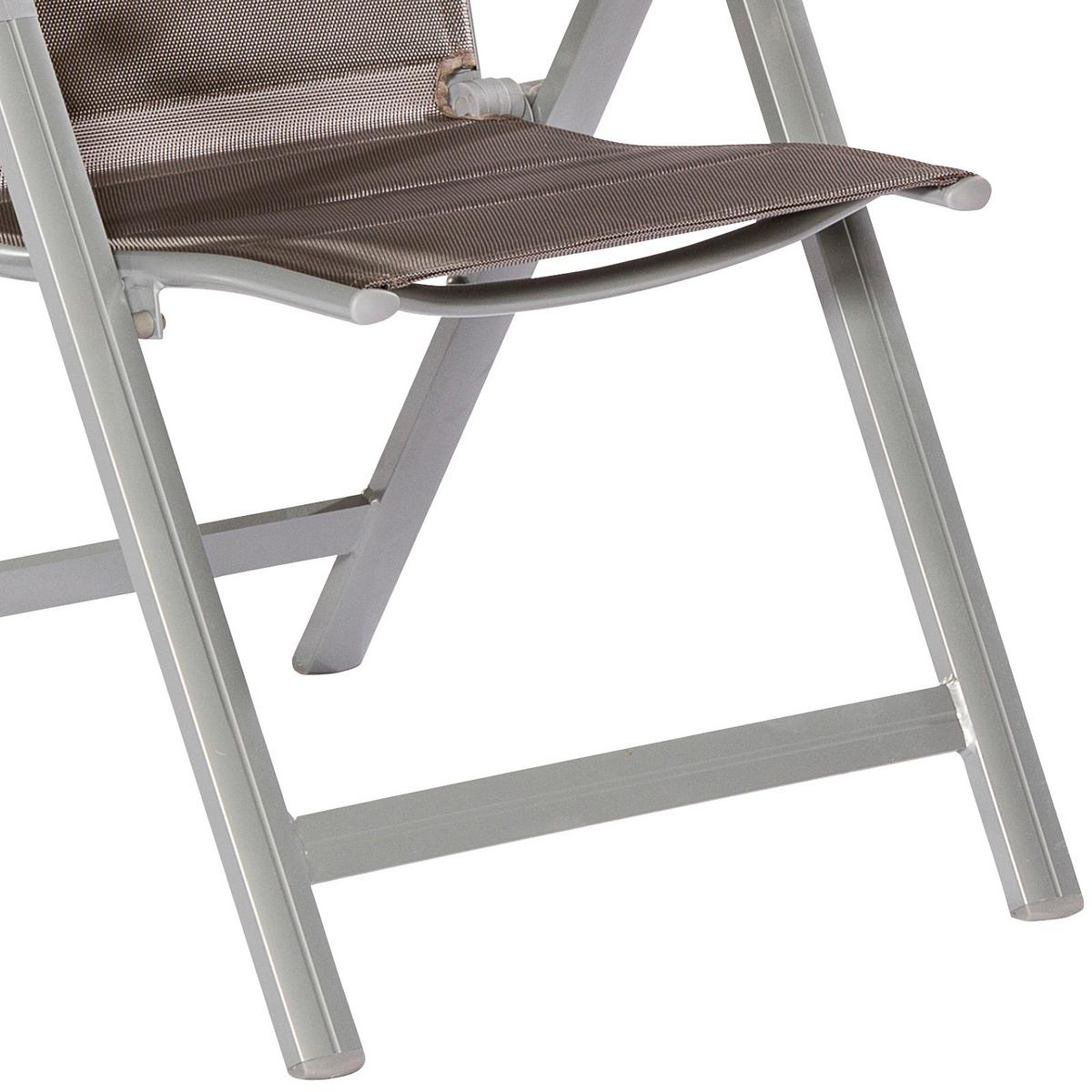 Gartensessel Klappbar Taviano Metall/Textil - Silberfarben/Braun, ROMANTIK / LANDHAUS, Textil/Metall - Gardenson