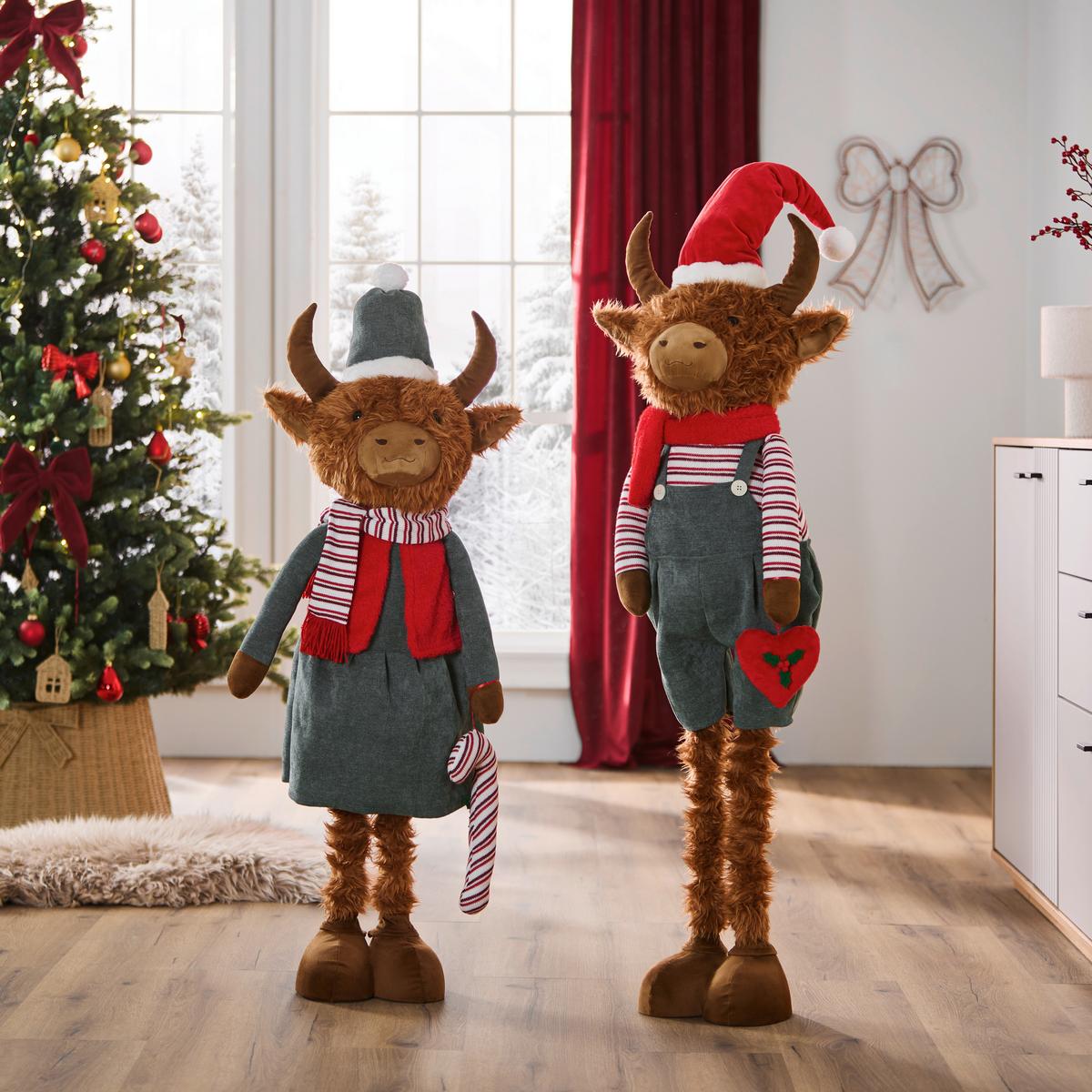 Dekoračný škriatok HIGHLAND COW -PAZ- - svetlohnedá/mätovozelená, kov/textil (42/137/25cm) - Mömax